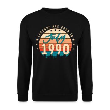 Geburtstagsgruss 1990 Juli - Unisex Pullover - Schwarz - Vorne - Alina (178cm) & Michal (187cm)