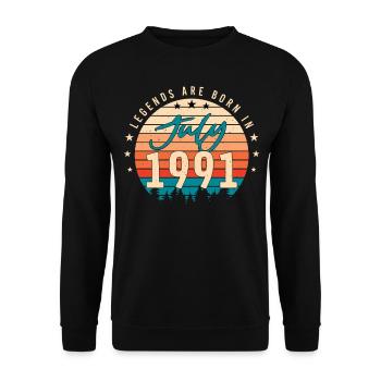 Geburtstagsgruss 1991 Juli - Unisex Pullover - Schwarz - Vorne - Alina (178cm) & Michal (187cm)