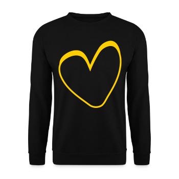 Gelbes Herz Simpel Design - Unisex Pullover - Schwarz - Vorne - Alina (178cm) & Michal (187cm)