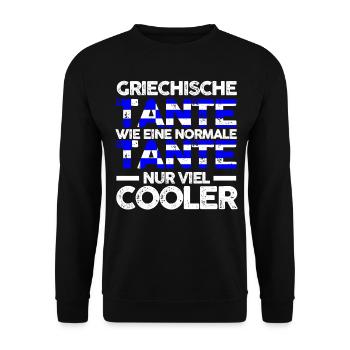 Griechin Tante Griechenland - Unisex Pullover - Schwarz - Vorne - Alina (178cm) & Michal (187cm)