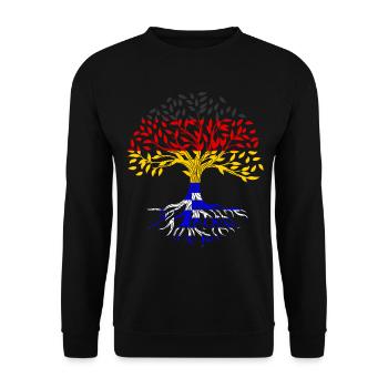 Roots Tree Germany Greece - Unisex Sweatshirt - black - Front - Alina (178cm) & Michal (187cm)