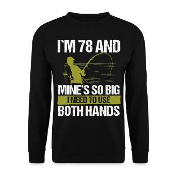 Leurre de pêche de 78 ans Canne de pêcheur Drôle 78 - Sweat-shirt Unisexe - noir - Devant - Alina (178cm) & Michal (187cm)