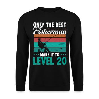 20 Fishing Level 20 Year Old Angler Fisherman - Unisex Pullover - Schwarz - Vorne - Alina (178cm) & Michal (187cm)