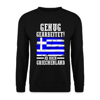 Urlaub Grieche Griechenland - Unisex Pullover - Schwarz - Vorne - Alina (178cm) & Michal (187cm)