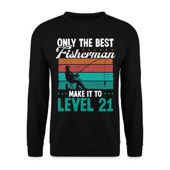 21 Fishing Level 21 Year Old Angler Fisherman - Unisex Pullover - Schwarz - Vorne - Alina (178cm) & Michal (187cm)