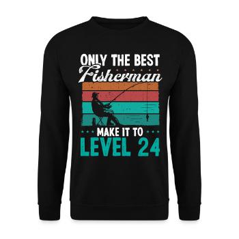 24 Fishing Level 24 Year Old Angler Fisherman - Unisex Pullover - Schwarz - Vorne - Alina (178cm) & Michal (187cm)