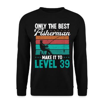 39 Fishing Level 39 Year Old Angler Fisherman - Unisex Sweatshirt - black - Front - Alina (178cm) & Michal (187cm)