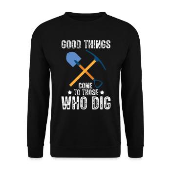 Bonnes choses creuser archéologue-artefact-archéologie - Sweat-shirt Unisexe - noir - Devant - Alina (178cm) & Michal (187cm)
