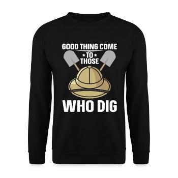 Bonnes choses creuser archéologue-artefact-archéologie - Sweat-shirt Unisexe - noir - Devant - Alina (178cm) & Michal (187cm)