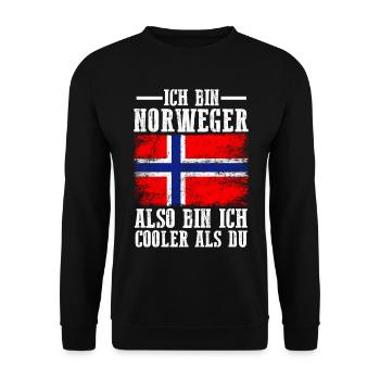 Skandinavien Norwegen Norweger Norwegisch - Unisex Pullover - Schwarz - Vorne - Alina (178cm) & Michal (187cm)