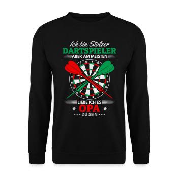Großvater Dart Spieler Opa I Ich bin stolzer - Unisex Pullover - Schwarz - Vorne - Alina (178cm) & Michal (187cm)