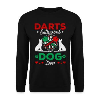 Passionné de jeux de fléchettes et amoureux des chiens - Sweat-shirt Unisexe - noir - Devant - Alina (178cm) & Michal (187cm)