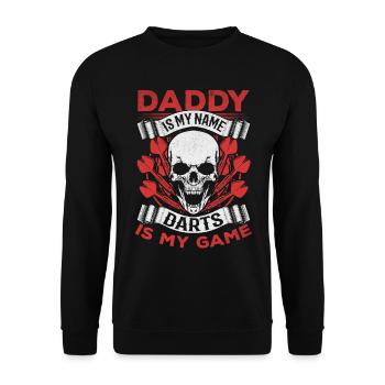 Dad is my name Darts is my game - Unisex Sweatshirt - black - Front - Alina (178cm) & Michal (187cm)