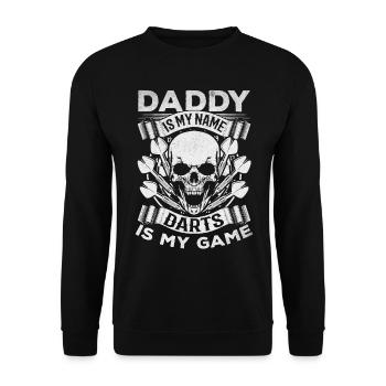 Dad is my name Darts is my game - Daddy - Unisex Sweatshirt - black - Front - Alina (178cm) & Michal (187cm)