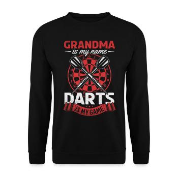 Grand-mère est mon nom Darts Is My Game - Grand-mère - Sweat-shirt Unisexe - noir - Devant - Alina (178cm) & Michal (187cm)