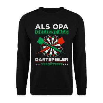 Als Opa geliebt als Dartspieler vergöttert Opa - Unisex Pullover - Schwarz - Vorne - Alina (178cm) & Michal (187cm)