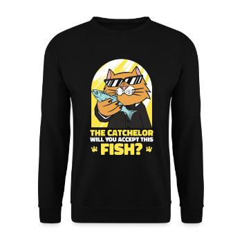 Catchelor Single Life Cat Bachelor Partying - Unisex Sweatshirt - black - Front - Alina (178cm) & Michal (187cm)