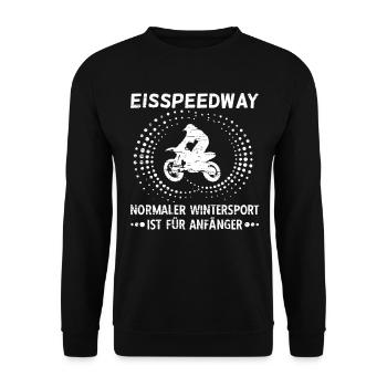 Eisspeedway Anfänger Biker Motorradfahrer Motorrad - Unisex Pullover - Schwarz - Vorne - Alina (178cm) & Michal (187cm)