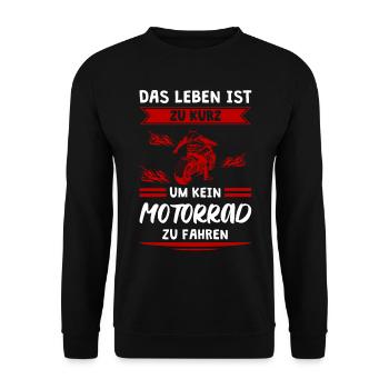 Leben Zu Kurz Motorradfahrer Motorrad Fahren Biker - Unisex Pullover - Schwarz - Vorne - Alina (178cm) & Michal (187cm)