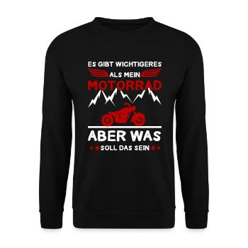 Gibt Wichtigeres I Motorradfahrer Motorrad Fahren - Unisex Pullover - Schwarz - Vorne - Alina (178cm) & Michal (187cm)