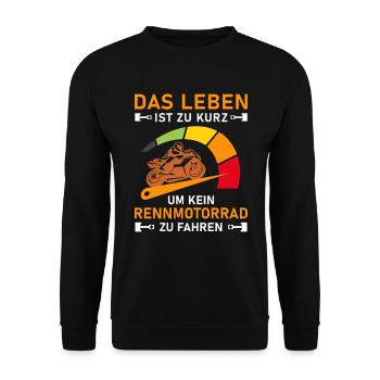 Leben Zu Kurz Rennmotorrad I Motorradfahrer Tacho - Unisex Pullover - Schwarz - Vorne - Alina (178cm) & Michal (187cm)