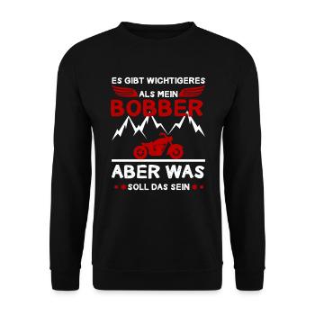 Gibt Wichtigeres Bobber Motorradfahrer Motorrad - Unisex Pullover - Schwarz - Vorne - Alina (178cm) & Michal (187cm)