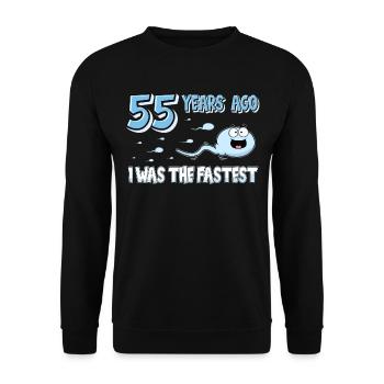 55 Years Ago I Was The Fastest 55. Geburtstag - Unisex Pullover - Schwarz - Vorne - Alina (178cm) & Michal (187cm)