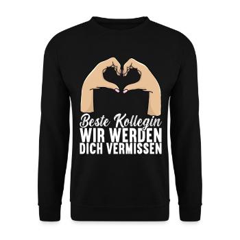 Abschiedsgeschenk Jobwechsel Kollege - Unisex Pullover - Schwarz - Vorne - Alina (178cm) & Michal (187cm)