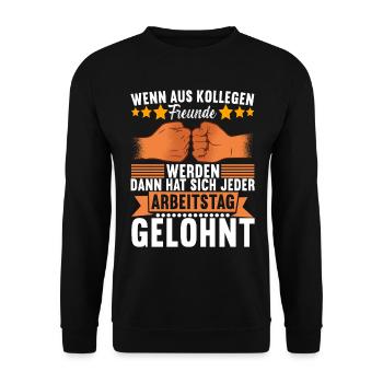 Abschiedsgeschenk Jobwechsel Kollege - Unisex Pullover - Schwarz - Vorne - Alina (178cm) & Michal (187cm)