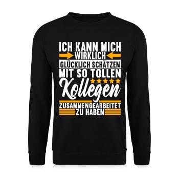 Abschiedsgeschenk Jobwechsel Kollege - Unisex Pullover - Schwarz - Vorne - Alina (178cm) & Michal (187cm)