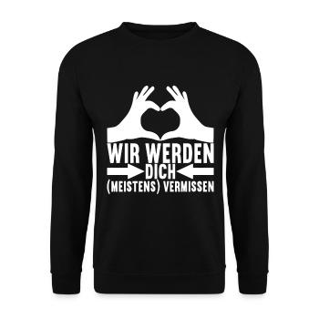 Abschiedsgeschenk Jobwechsel Kollege - Unisex Pullover - Schwarz - Vorne - Alina (178cm) & Michal (187cm)