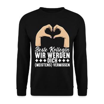 Abschiedsgeschenk Jobwechsel Kollege - Unisex Pullover - Schwarz - Vorne - Alina (178cm) & Michal (187cm)