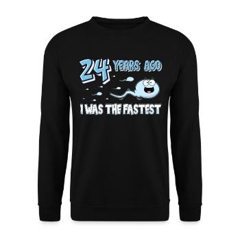 24 Years Ago I Was The Fastest 24. Geburtstag - Unisex Pullover - Schwarz - Vorne - Alina (178cm) & Michal (187cm)