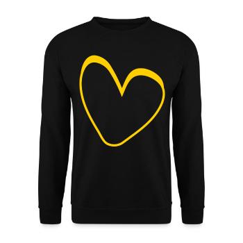 Gelbes Herz Simpel Design - Unisex Pullover - Schwarz - Vorne - Alina (178cm) & Michal (187cm)