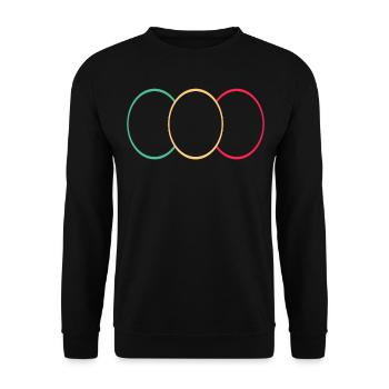 Drei Kringel Grün - Gelb -Rot - Unisex Pullover - Schwarz - Vorne - Alina (178cm) & Michal (187cm)