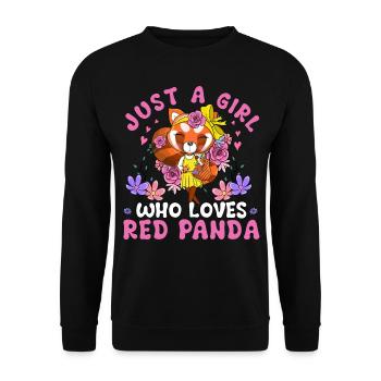 Just a Girl who loves Red Panda - Unisex Pullover - Schwarz - Vorne - Alina (178cm) & Michal (187cm)