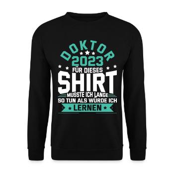 Doktor 2023 Doktorand Promotion Dissertation - Unisex Pullover - Schwarz - Vorne - Alina (178cm) & Michal (187cm)