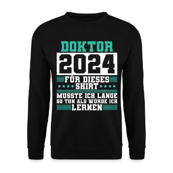 Doktor 2024 Doktorand Promotion Dissertation - Unisex Pullover - Schwarz - Vorne - Alina (178cm) & Michal (187cm)