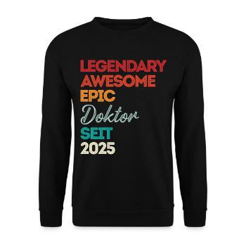 Doktor 2025 Doktorand Promotion Dissertation - Unisex Pullover - Schwarz - Vorne - Alina (178cm) & Michal (187cm)