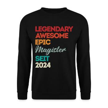 Magister 2024 Spruch Magisterabschluss - Unisex Pullover - Schwarz - Vorne - Alina (178cm) & Michal (187cm)