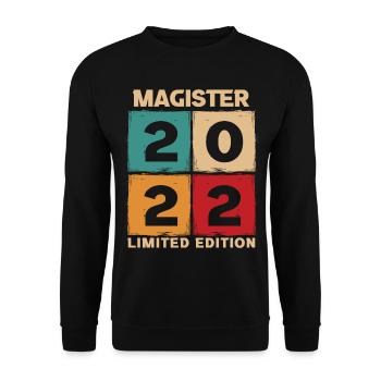 Magister 2022 Spruch Magisterabschluss - Unisex Pullover - Schwarz - Vorne - Alina (178cm) & Michal (187cm)