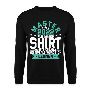 Master 2022 Abschluss Geschenk Studium Absolvent - Unisex Pullover - Schwarz - Vorne - Alina (178cm) & Michal (187cm)