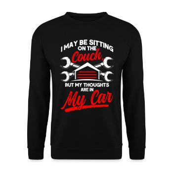 Lustig Autowerkstatt KFZ Mechaniker Autoliebhaber - Unisex Pullover - Schwarz - Vorne - Alina (178cm) & Michal (187cm)