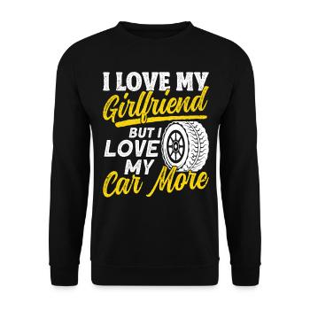 Lustig Autowerkstatt KFZ Mechaniker Autoliebhaber - Unisex Pullover - Schwarz - Vorne - Alina (178cm) & Michal (187cm)