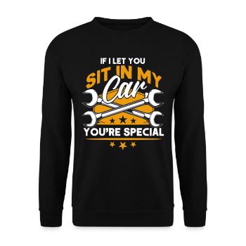 Lustig Autowerkstatt KFZ Mechaniker Autoliebhaber - Unisex Pullover - Schwarz - Vorne - Alina (178cm) & Michal (187cm)
