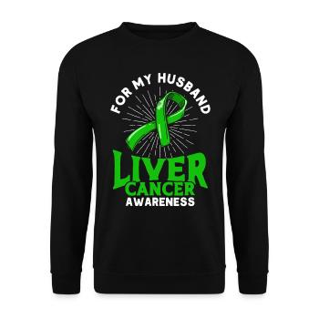 For my husband liver cancer - Unisex Sweatshirt - black - Front - Alina (178cm) & Michal (187cm)