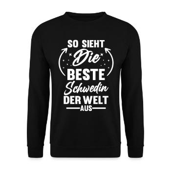 Skandinavien Schwedin Schweden Schwedisch - Unisex Pullover - Schwarz - Vorne - Alina (178cm) & Michal (187cm)