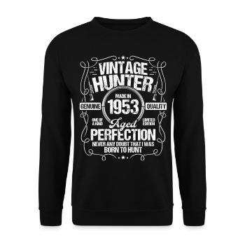 1953 Chasse au chien chasseur de sanglier 1953 Année de naissance - Sweat-shirt Unisexe - noir - Devant - Alina (178cm) & Michal (187cm)