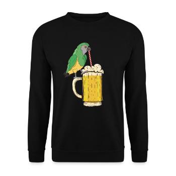 Papagei Bier Papagei Vogelliebhaber Lustiger - Unisex Pullover - Schwarz - Vorne - Alina (178cm) & Michal (187cm)