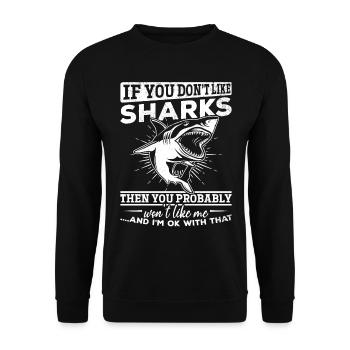 Citation de requin I Grand poisson de requin blanc Drôle de requin - Sweat-shirt Unisexe - noir - Devant - Alina (178cm) & Michal (187cm)